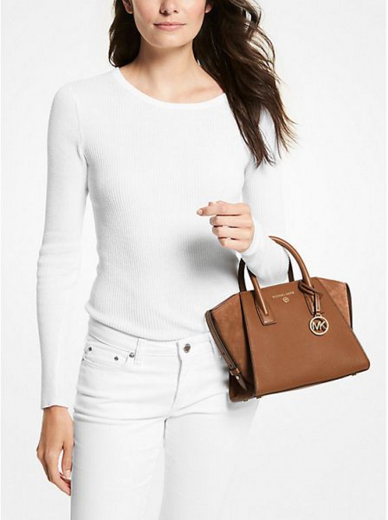 Bolso Satchel Michael Kors Avril Small Cuero Mujer Marrones | 51628NUKL