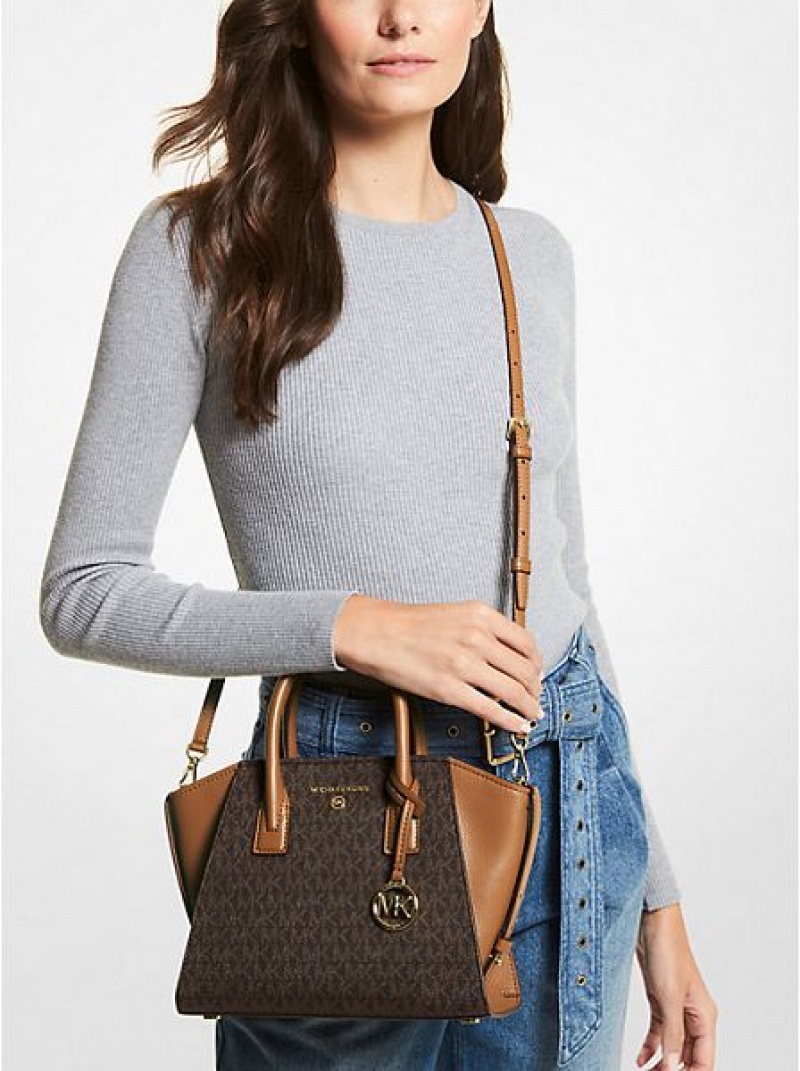 Bolso Satchel Michael Kors Avril Small Logo Mujer Marrones | 84930PCLK