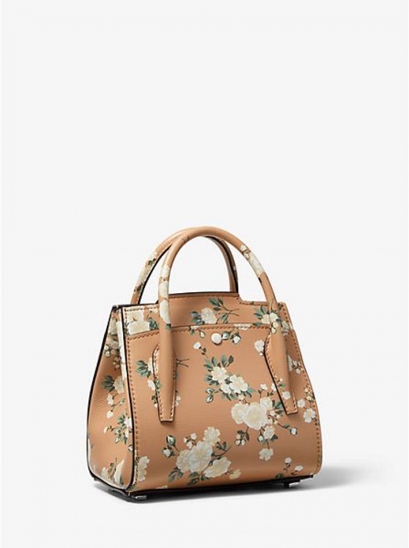 Bolso Satchel Michael Kors Bancroft Mini Floral Calf Cuero Mujer Marrones | 84961UPQL