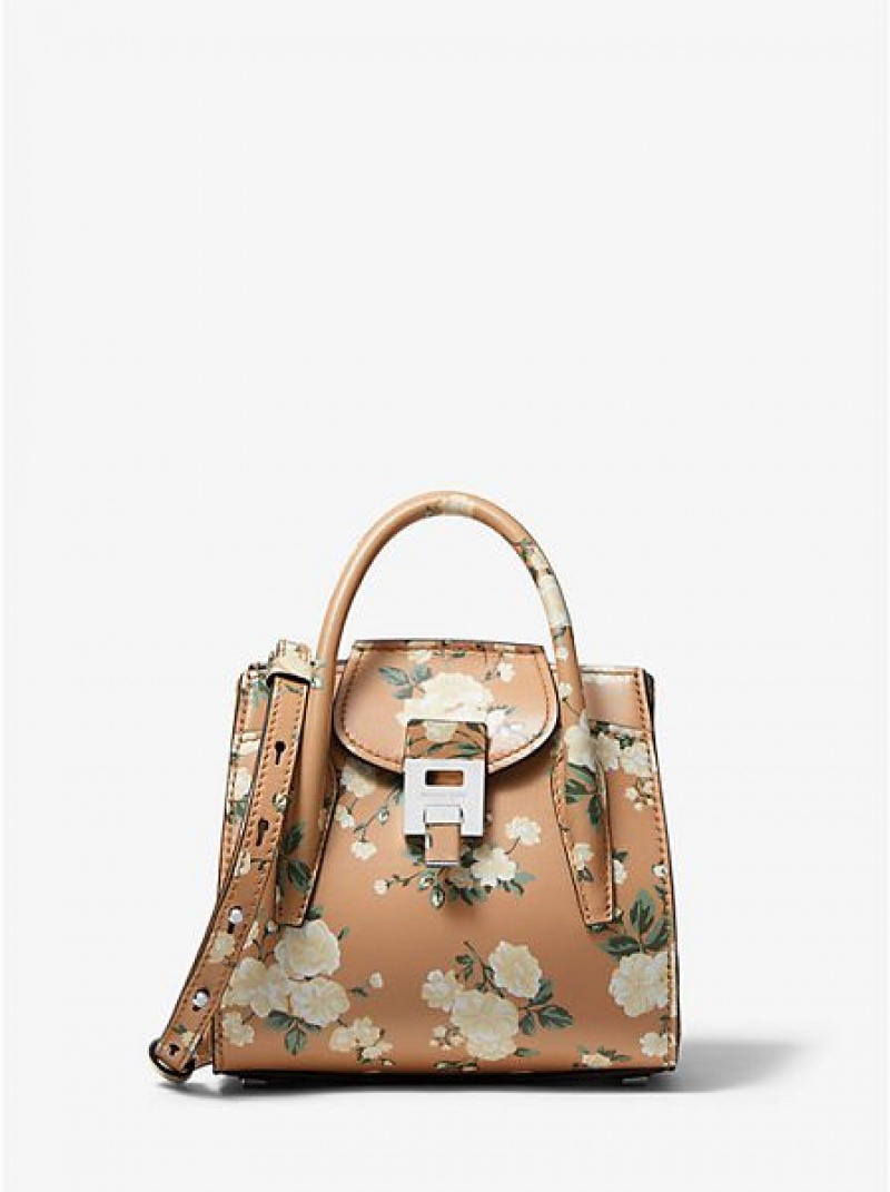 Bolso Satchel Michael Kors Bancroft Mini Floral Calf Cuero Mujer Marrones | 84961UPQL