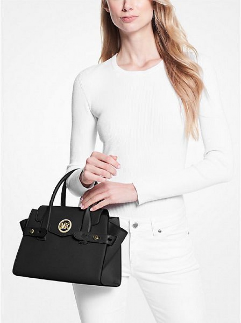 Bolso Satchel Michael Kors Carmen Medium Faux Cuero Belted Mujer Negras | 62947ZPOA