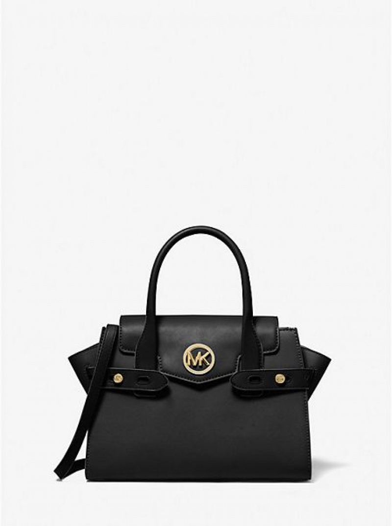 Bolso Satchel Michael Kors Carmen Medium Faux Cuero Belted Mujer Negras | 62947ZPOA