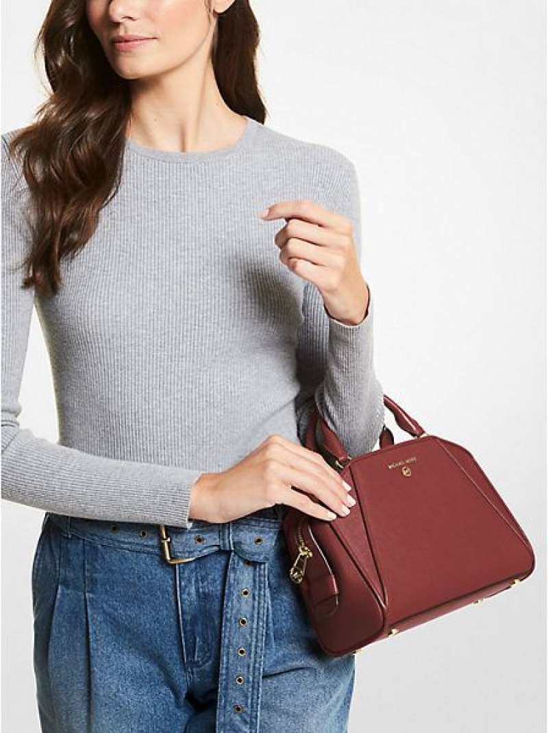 Bolso Satchel Michael Kors Cleo Small Saffiano Cuero Mujer Burdeos | 32951PSLA