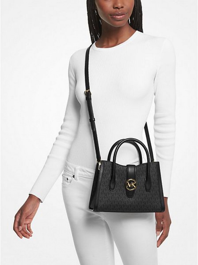 Bolso Satchel Michael Kors Gabby Small Logo Mujer Negras | 91460ITXJ