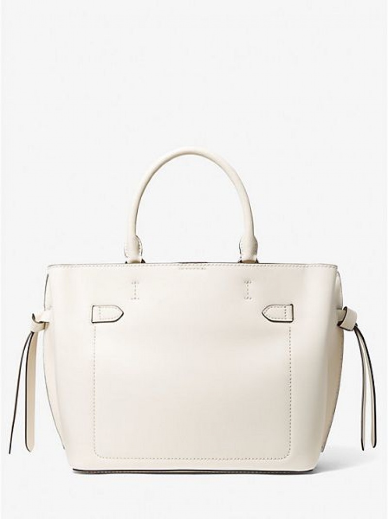 Bolso Satchel Michael Kors Hamilton Legacy Large Cuero Belted Mujer Creme | 06259FQGP