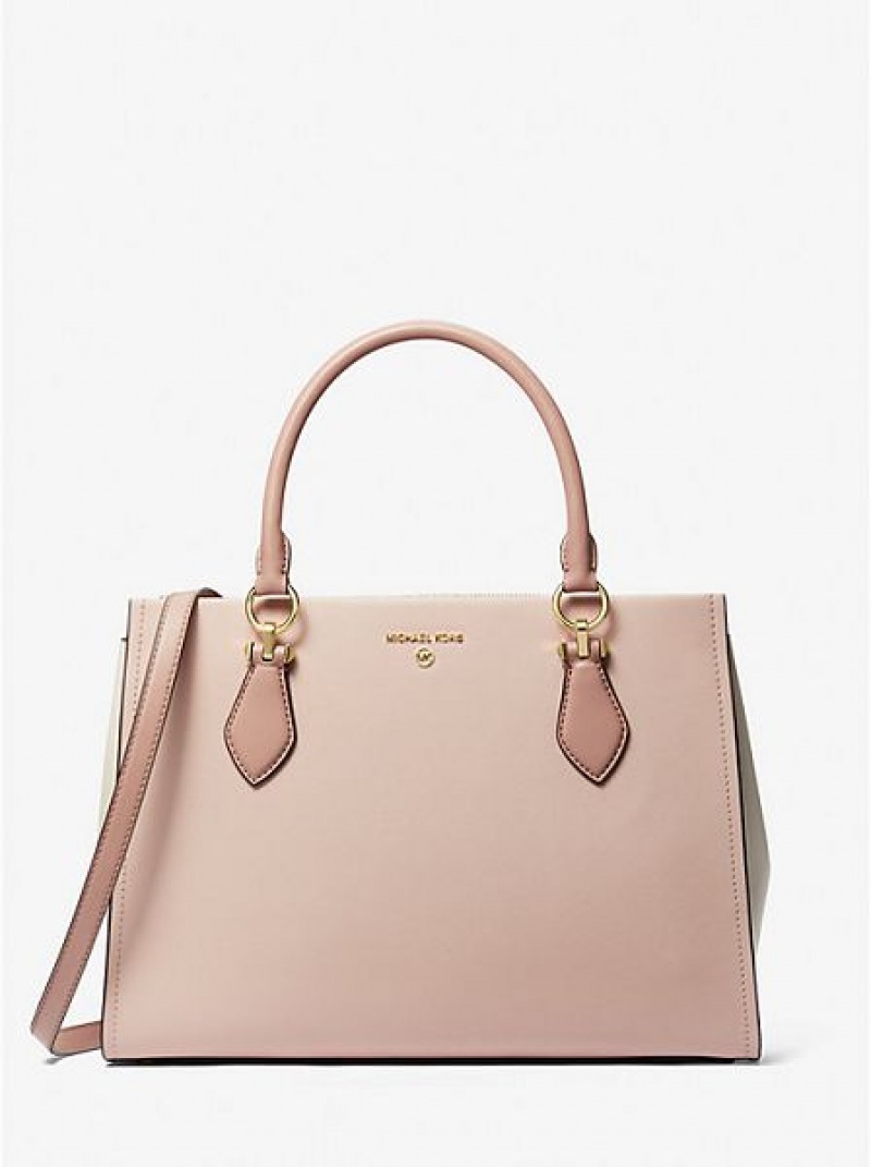 Bolso Satchel Michael Kors Marilyn Large Color-block Saffiano Cuero Mujer Rosas | 75812DYAU