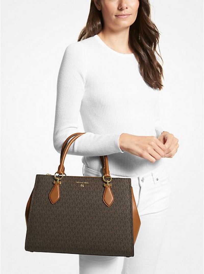 Bolso Satchel Michael Kors Marilyn Large Logo Mujer Marrones | 20395MPUV