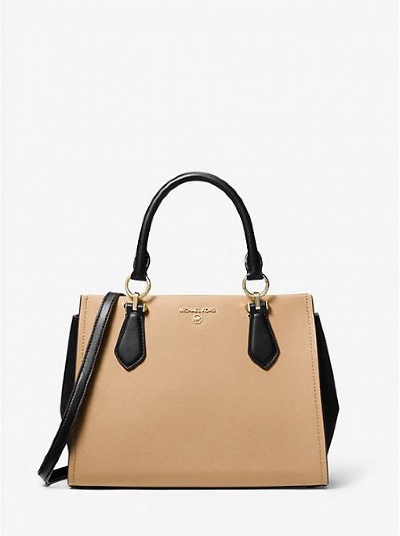 Bolso Satchel Michael Kors Marilyn Medium Two-tone Saffiano Cuero Mujer Negras Marrones | 02179OHDG