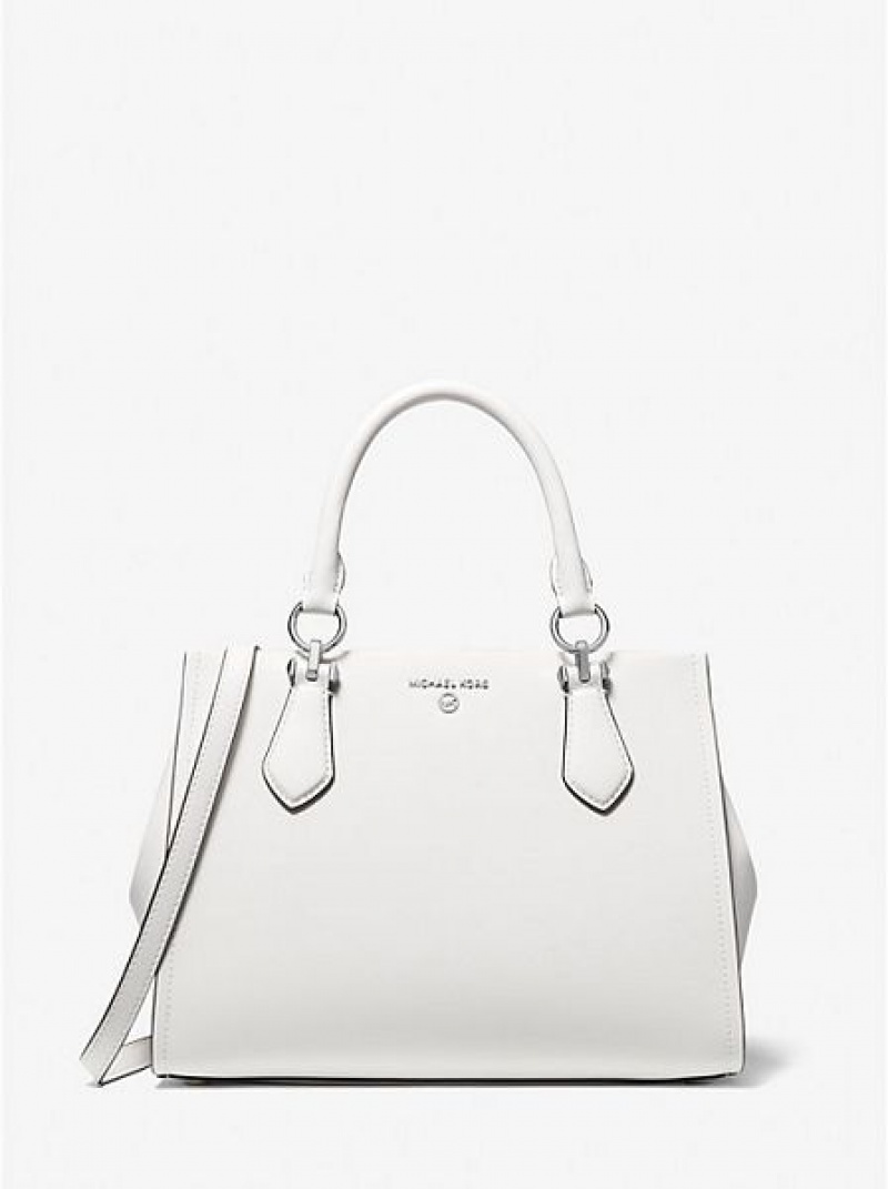 Bolso Satchel Michael Kors Marilyn Medium Saffiano Cuero Mujer Blancas | 58604ERZT