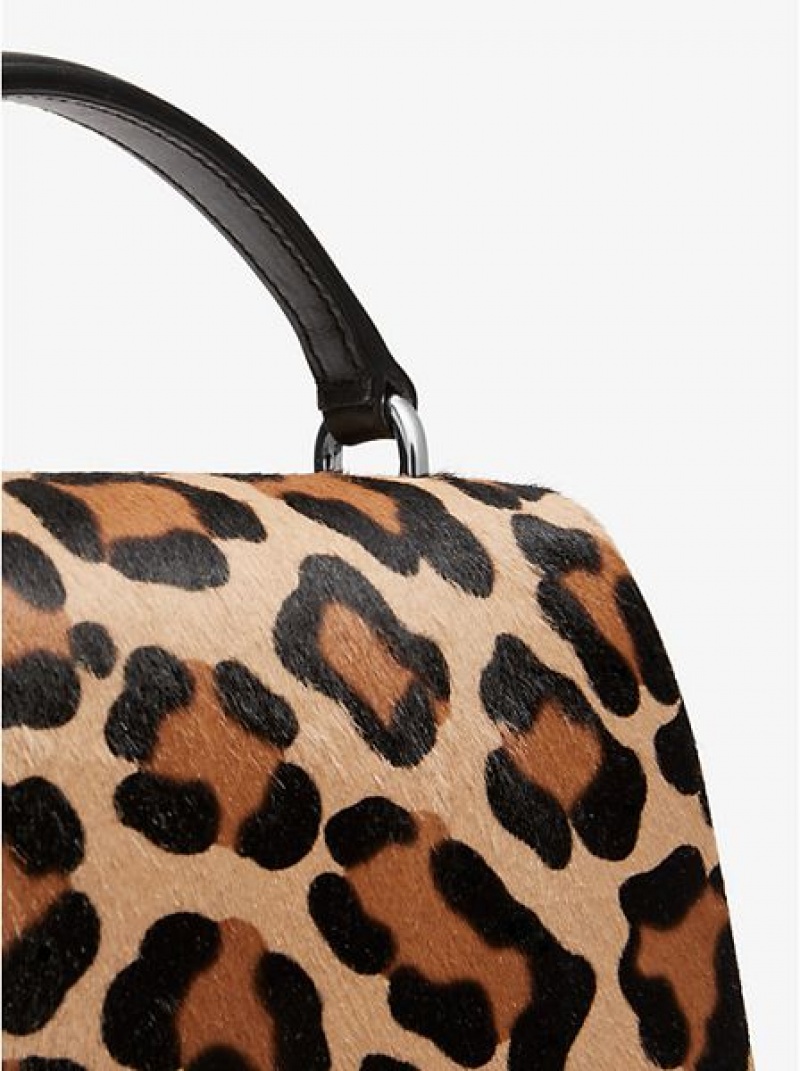 Bolso Satchel Michael Kors Mia Leopard Calf Hair Shoulder Mujer Negras Marrones | 58417FLRM