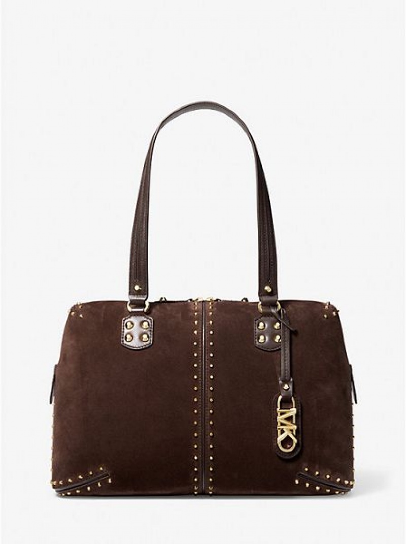 Bolso Tote Michael Kors Astor Large Studded Cuero Mujer Chocolate | 42618LZEM