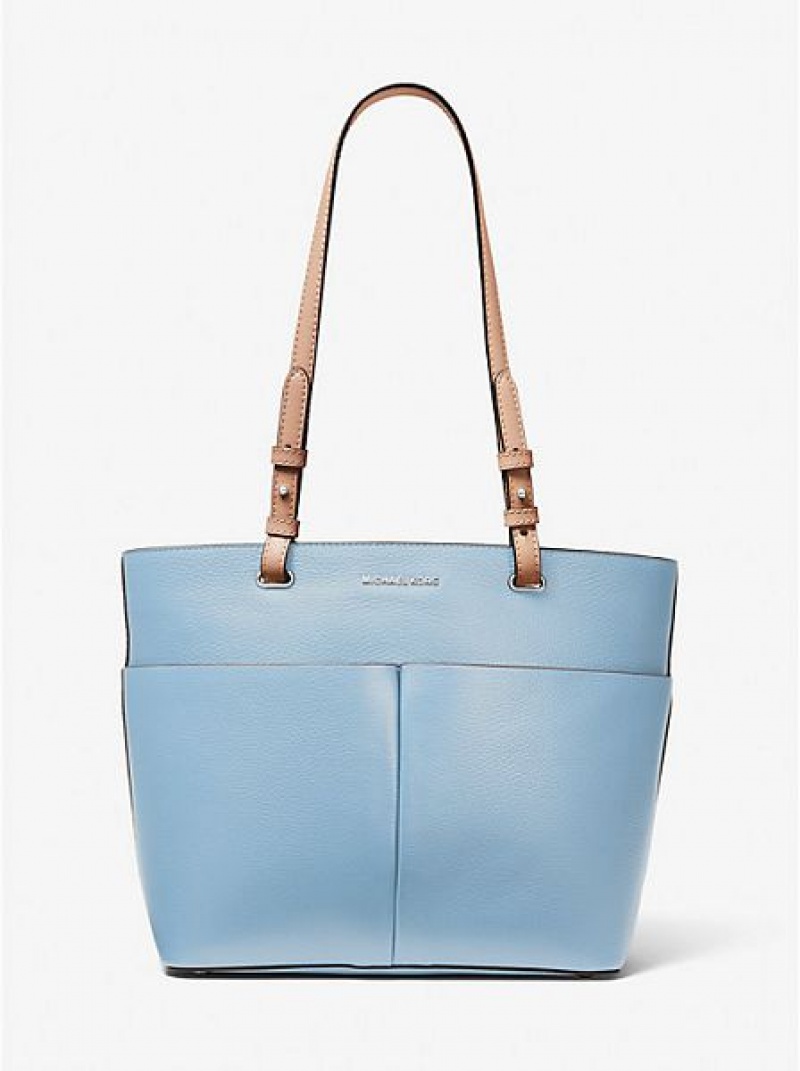 Bolso Tote Michael Kors Bedford Medium Pebbled Cuero Mujer Azules | 12906RSJU