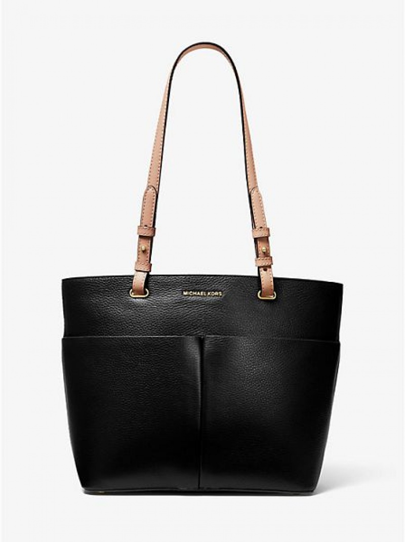 Bolso Tote Michael Kors Bedford Medium Pebbled Cuero Mujer Negras | 37852LSBN