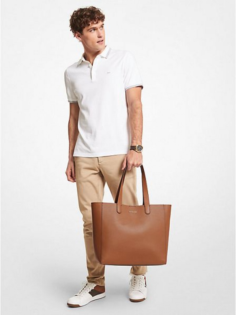 Bolso Tote Michael Kors Hudson Pebbled Cuero Hombre Marrones | 46208EFLX