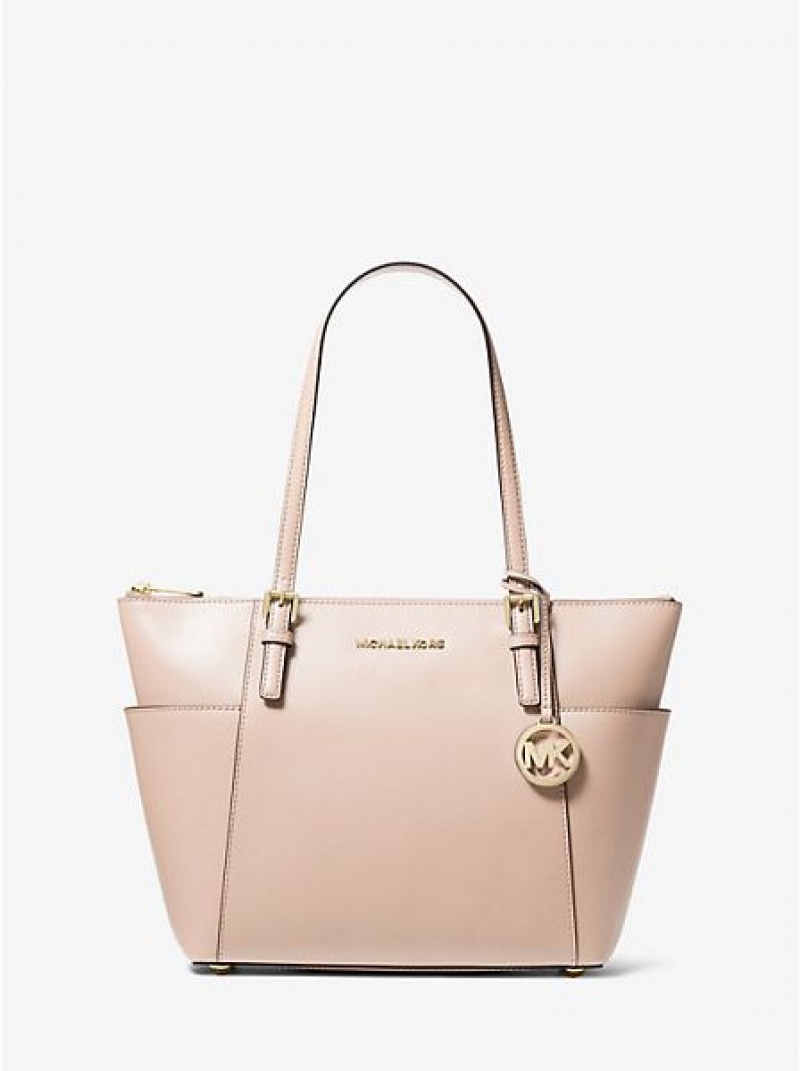 Bolso Tote Michael Kors Jet Set Large Crossgrain Cuero Mujer Rosas | 53879XEAL