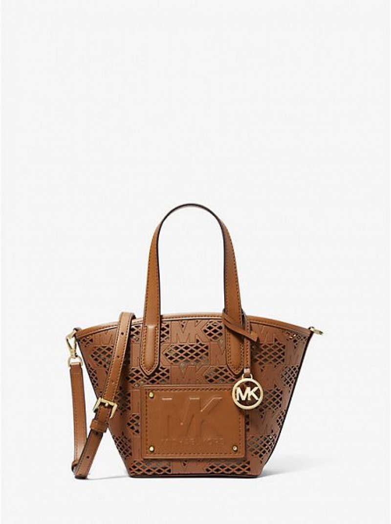 Bolso Tote Michael Kors Kimber Small 2-in-1 Perforated And Embossed Faux Cuero Mujer Marrones | 93160QVPR