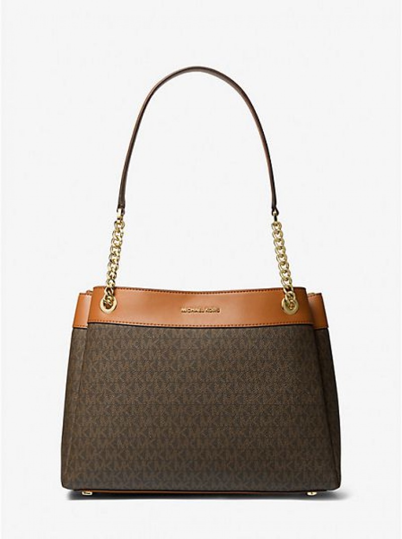 Bolso Tote Michael Kors Lori Medium Logo Mujer Marrones | 10594TDPG