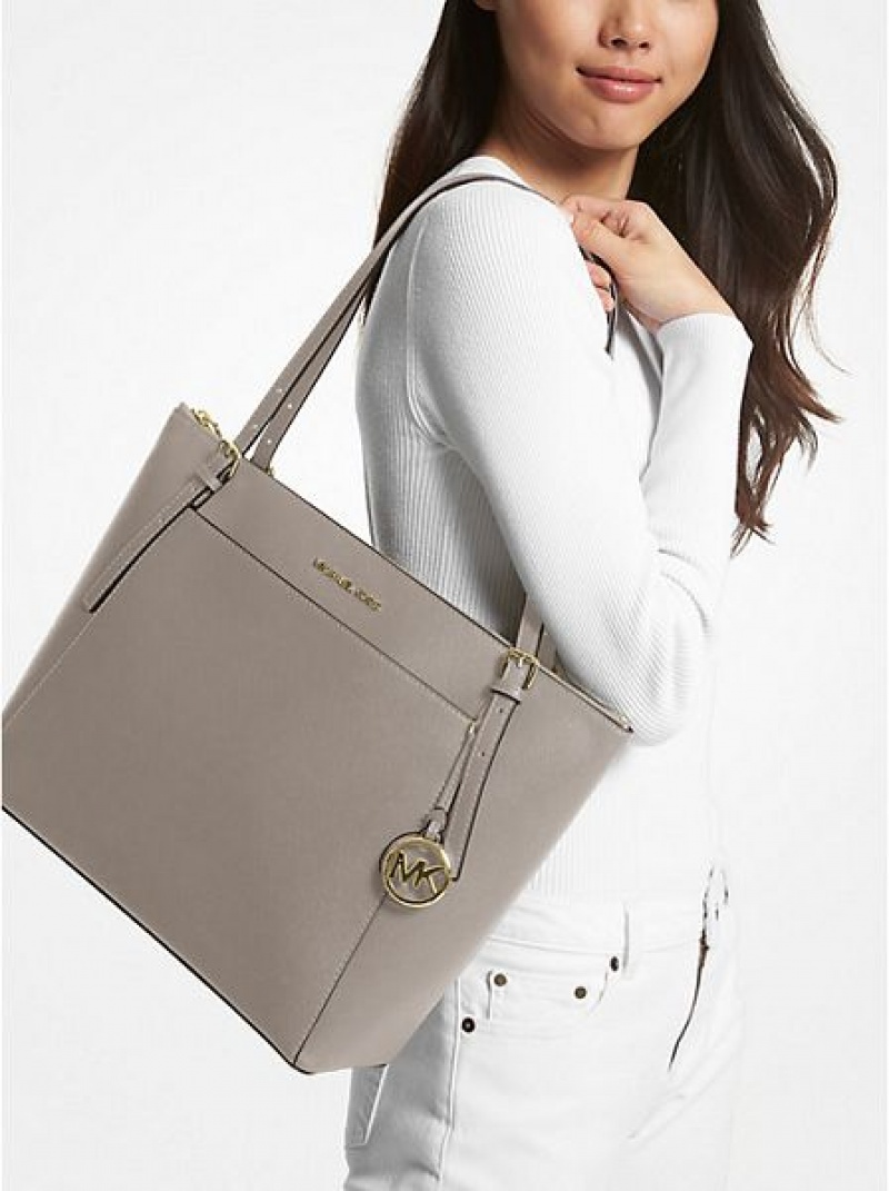 Bolso Tote Michael Kors Voyager Large Saffiano Cuero Mujer Gris | 58463WFTG