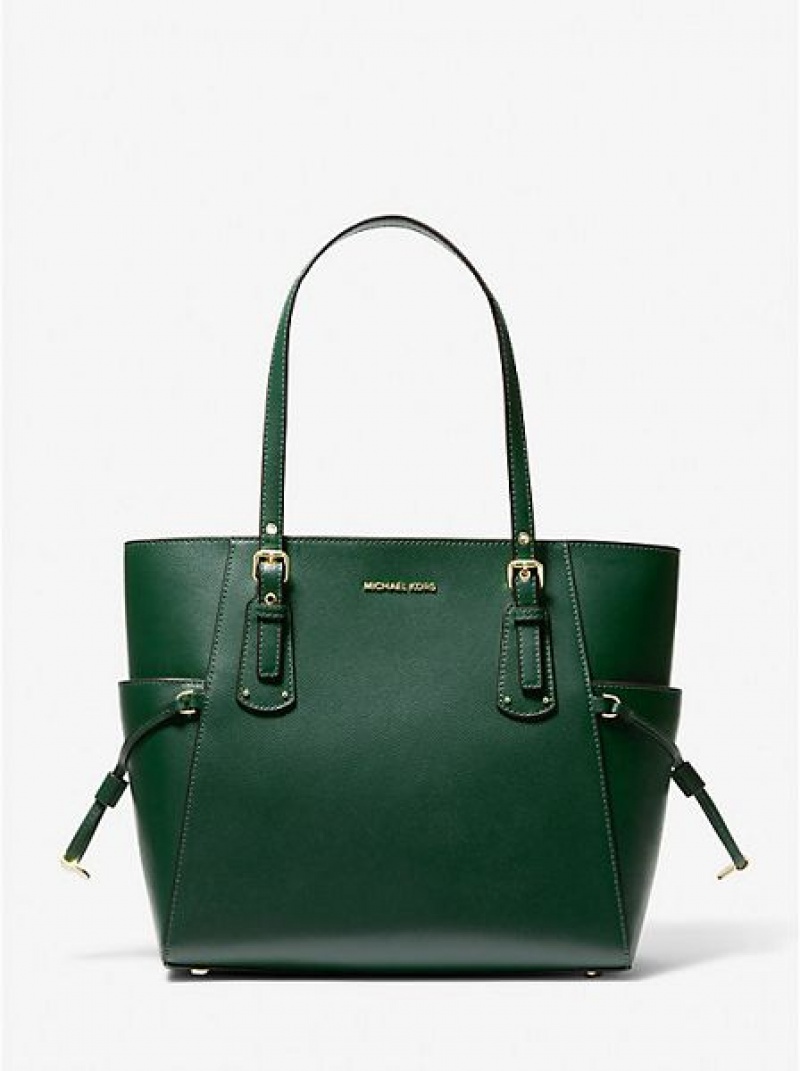 Bolso Tote Michael Kors Voyager Small Crossgrain Cuero Mujer Verde | 89723LACJ