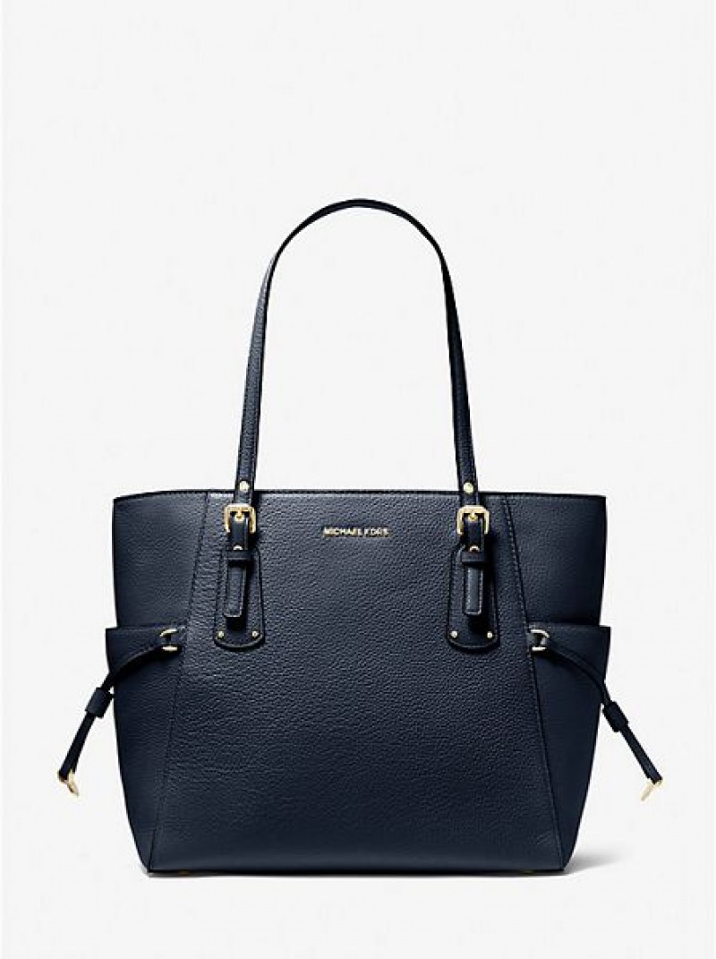 Bolso Tote Michael Kors Voyager Small Pebbled Cuero Mujer Azul Marino | 34105ROGW