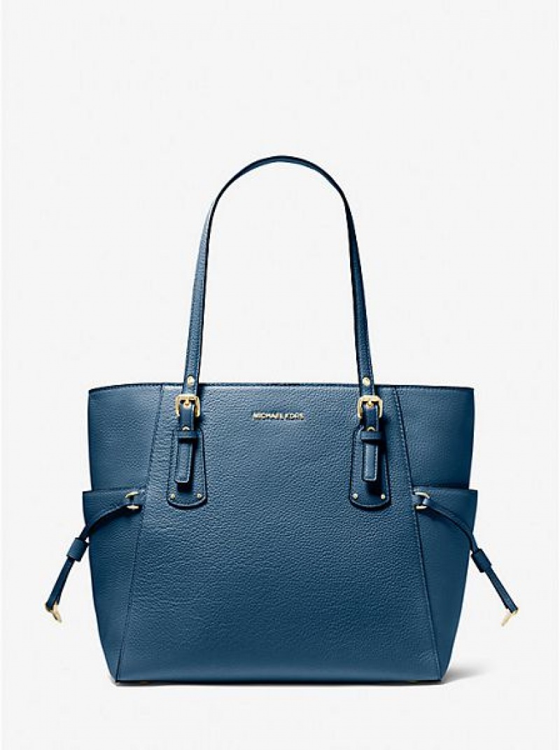 Bolso Tote Michael Kors Voyager Small Pebbled Cuero Mujer Azules | 40916UGRM