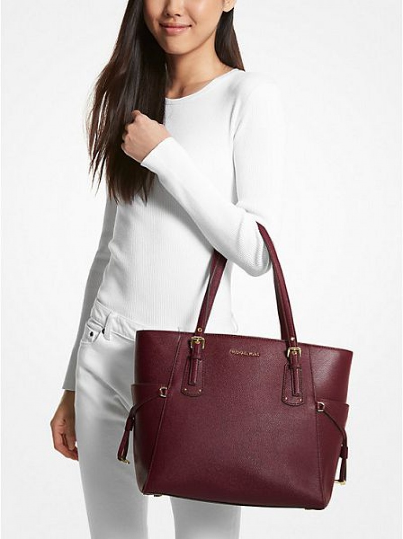 Bolso Tote Michael Kors Voyager Small Pebbled Cuero Mujer Burdeos | 06379FIZH