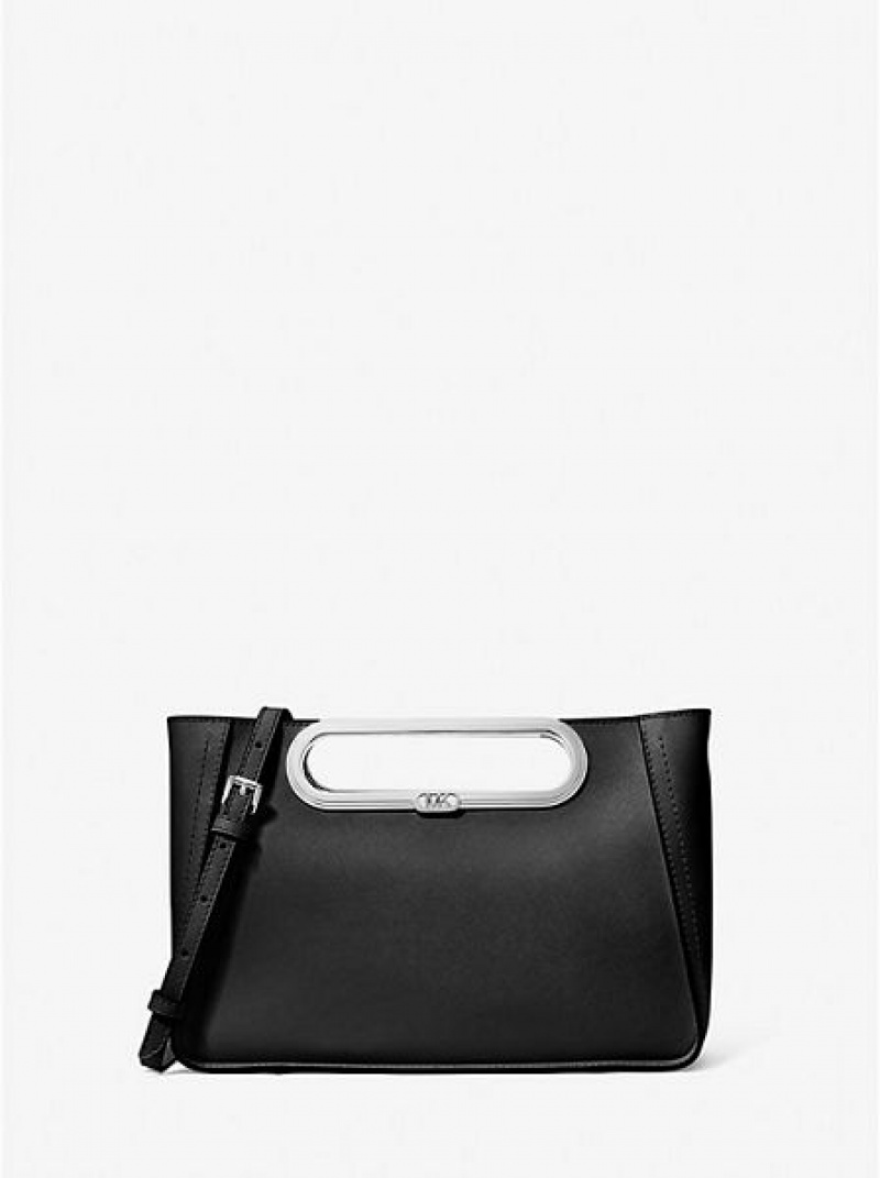 Bolsos Cruzados Michael Kors Chelsea Large Saffiano Cuero Convertible Mujer Negras | 06841QKWB