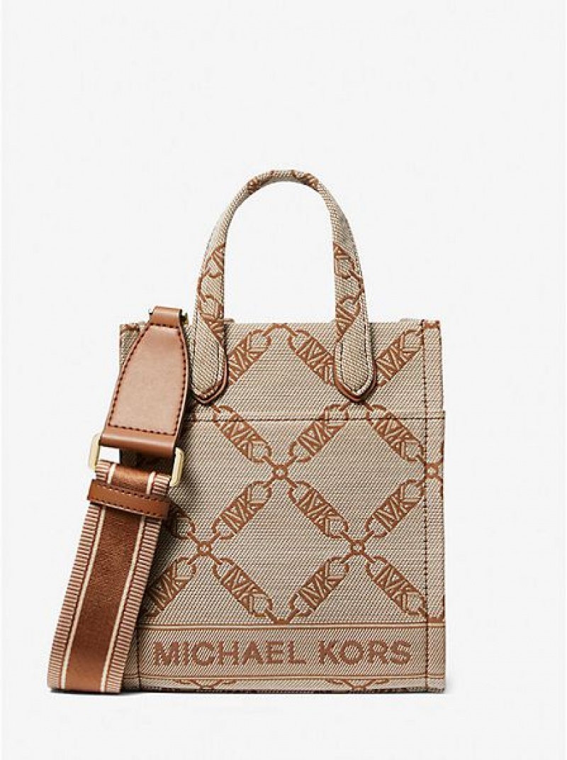 Bolsos Cruzados Michael Kors Gigi Extra-small Empire Logo Jacquard Mujer Beige | 28764FYKO