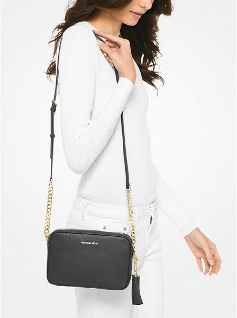 Bolsos Cruzados Michael Kors Ginny Cuero Mujer Negras | 58260WKSM