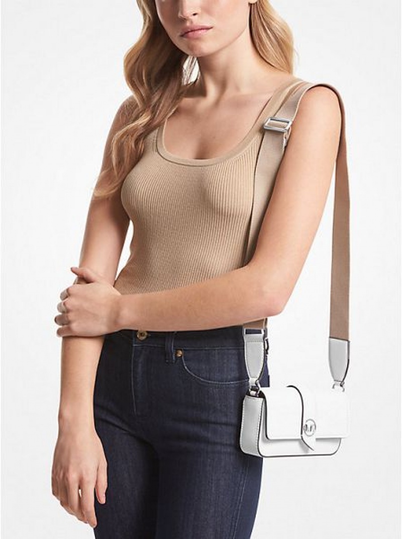 Bolsos Cruzados Michael Kors Greenwich Extra-small Saffiano Cuero Sling Mujer Blancas | 01967RSCO