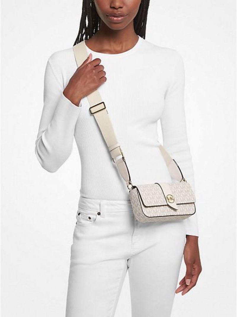 Bolsos Cruzados Michael Kors Greenwich Extra-small Logo Sling Mujer Creme | 26439WACR