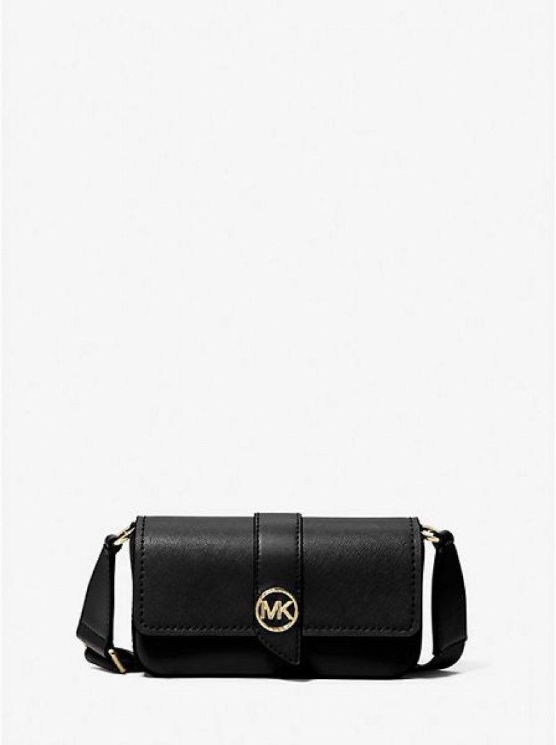 Bolsos Cruzados Michael Kors Greenwich Extra-small Saffiano Cuero Sling Mujer Negras | 50734HOWZ