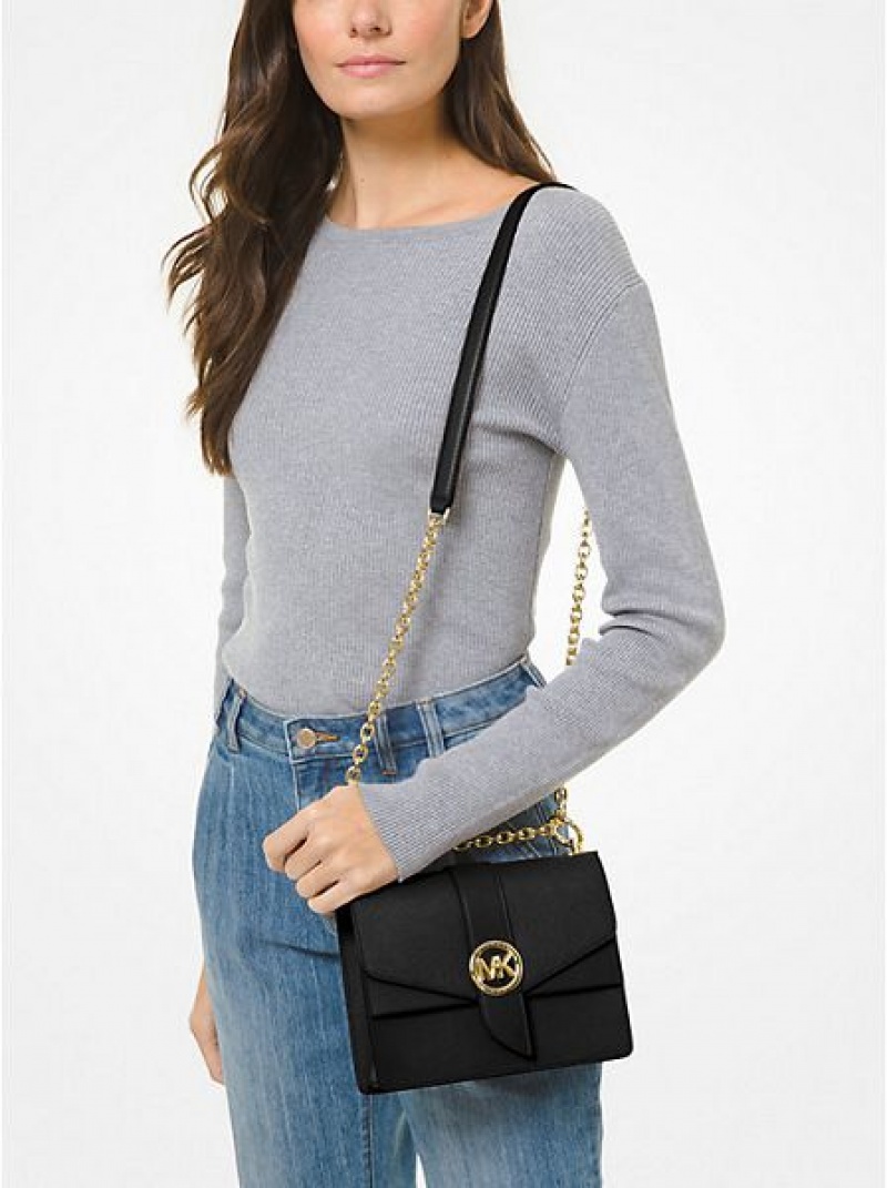 Bolsos Cruzados Michael Kors Greenwich Small Saffiano Cuero Mujer Negras | 86159KFDQ