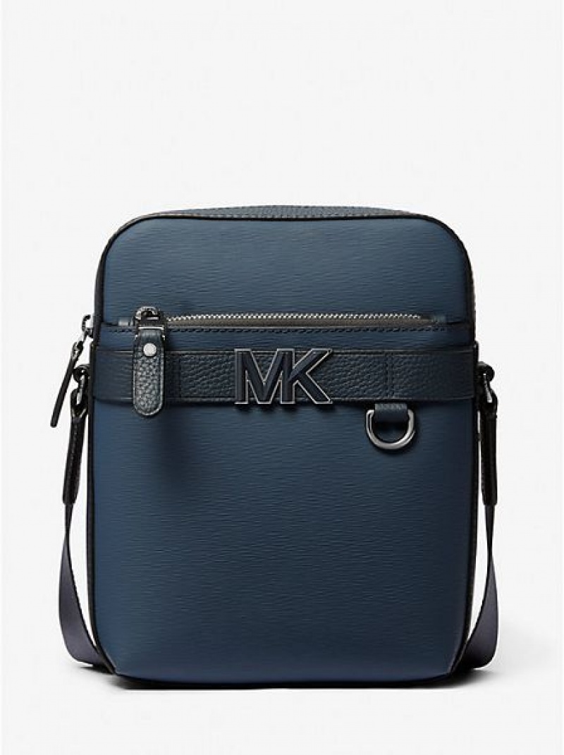 Bolsos Cruzados Michael Kors Hudson Cuero Hombre Azul Marino | 09728FHRT