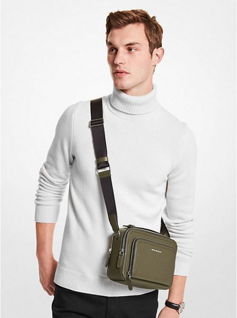 Bolsos Cruzados Michael Kors Hudson Pebbled Cuero Hombre Verde Oliva | 39267RBQZ