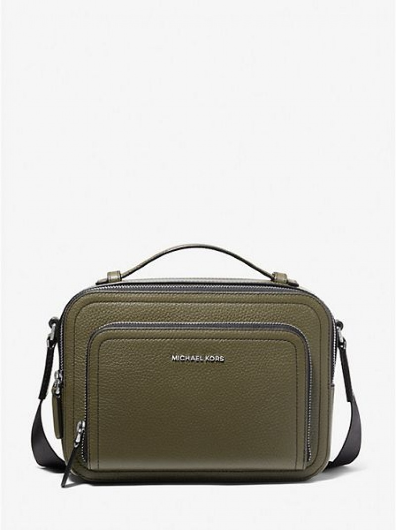 Bolsos Cruzados Michael Kors Hudson Pebbled Cuero Hombre Verde Oliva | 39267RBQZ