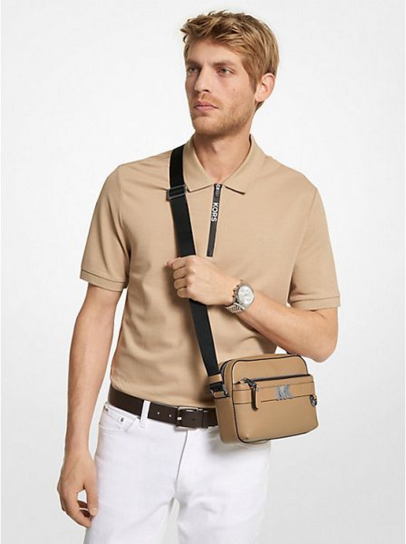 Bolsos Cruzados Michael Kors Hudson Pebbled Cuero Utility Hombre Marrones | 49230AZKD