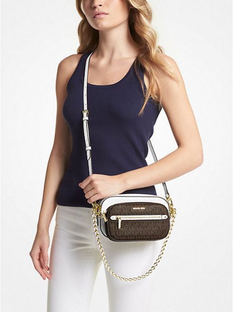 Bolsos Cruzados Michael Kors Jet Set Logo And Cuero 4-in-1 Mujer Blancas | 46105WITE