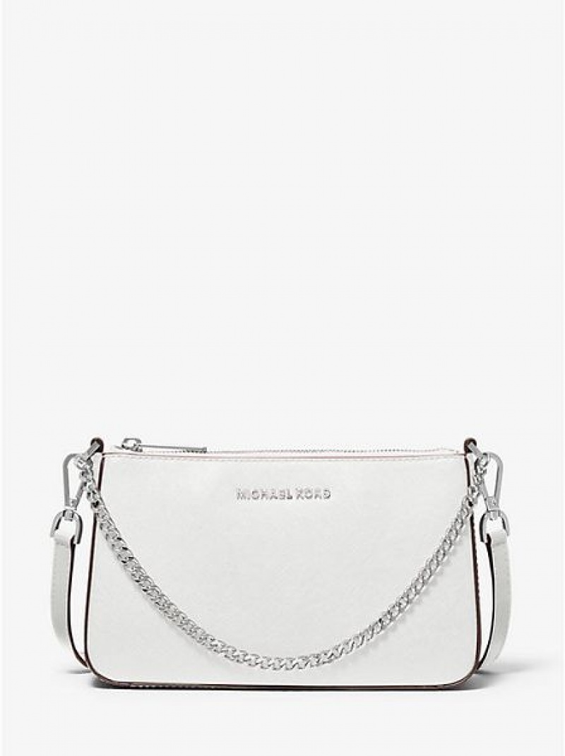 Bolsos Cruzados Michael Kors Jet Set Medium Saffiano Cuero Mujer Blancas | 01243ESAP