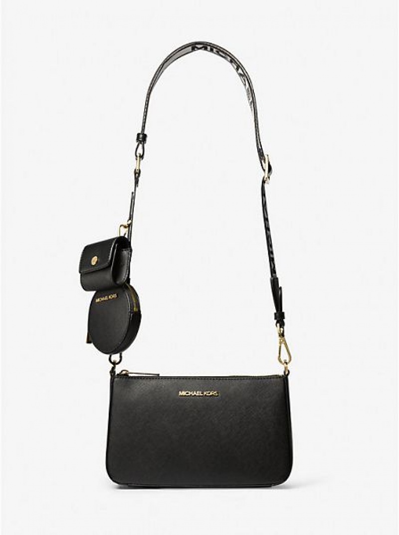 Bolsos Cruzados Michael Kors Jet Set Saffiano Cuero Mujer Negras | 62135DJNE