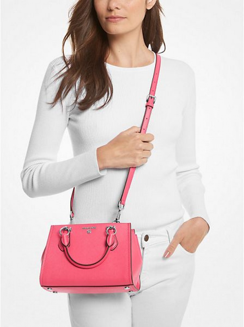 Bolsos Cruzados Michael Kors Marilyn Small Saffiano Cuero Mujer Rosas | 73186EZMO