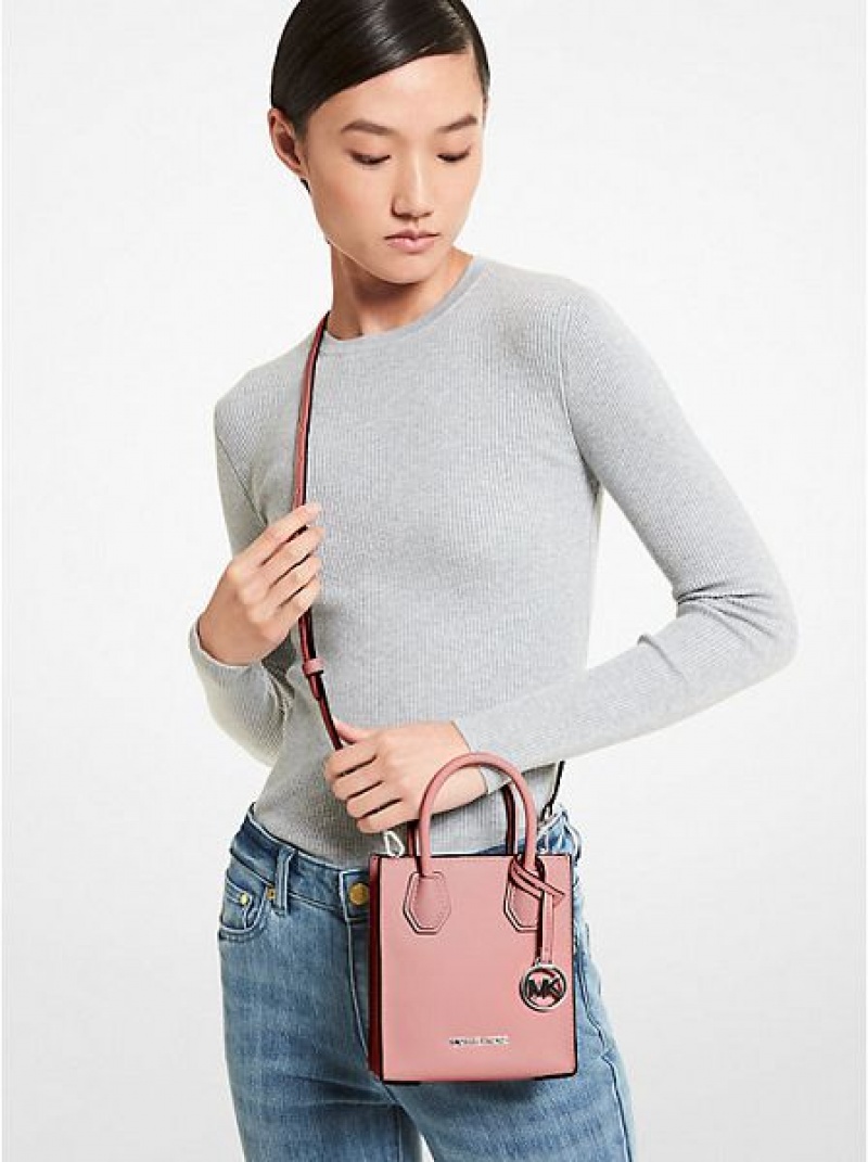 Bolsos Cruzados Michael Kors Mercer Extra-small Pebbled Cuero Mujer Rosas | 70451YVDF