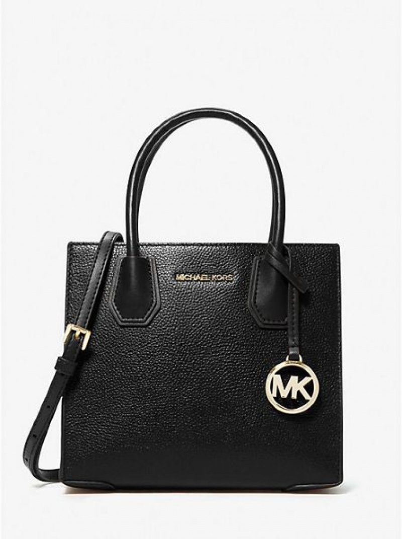 Bolsos Cruzados Michael Kors Mercer Medium Pebbled Cuero Mujer Negras | 45908CBOW