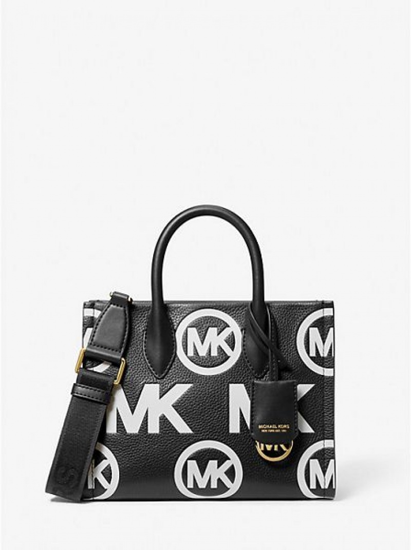 Bolsos Cruzados Michael Kors Mirella Small Logo Embossed Pebbled Cuero Mujer Negras | 50478WXZB