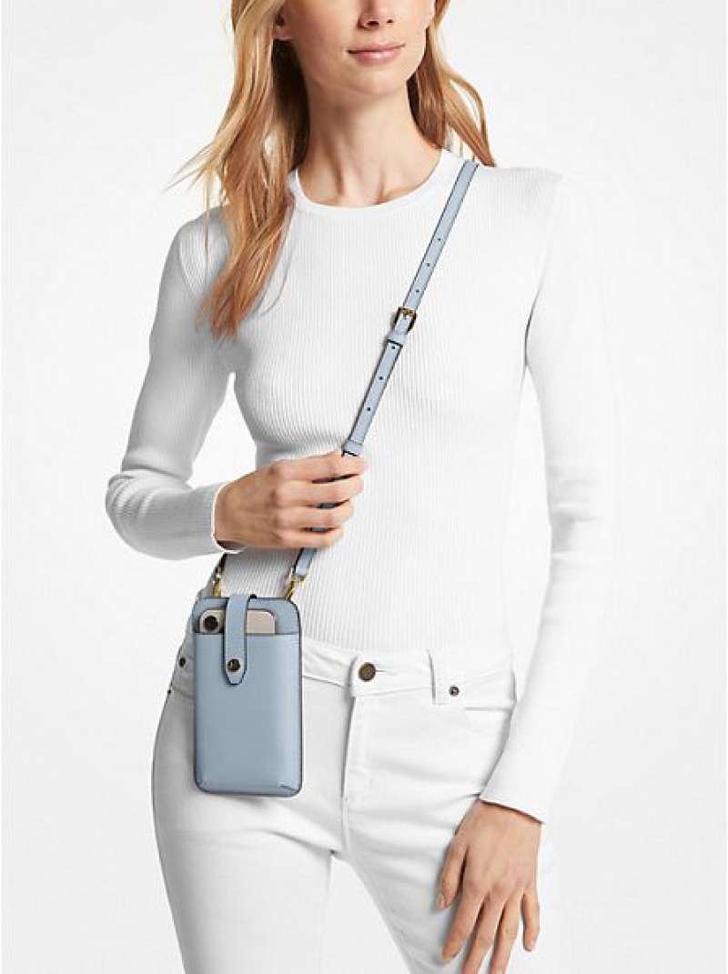 Bolsos Cruzados Michael Kors Saffiano Cuero Smartphone Mujer Azules | 13496YERO