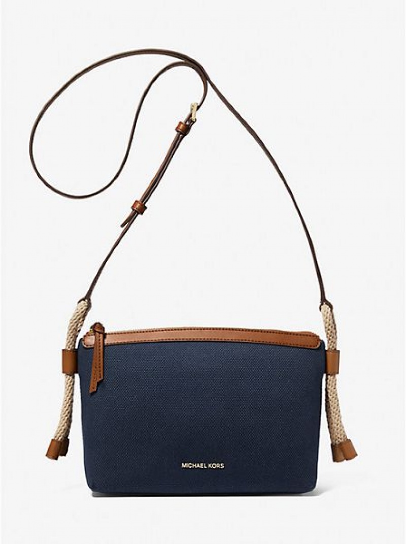 Bolsos Cruzados Michael Kors Talia Medium Algodon Lona Mujer Azul Marino Multicolor | 97840PDMJ