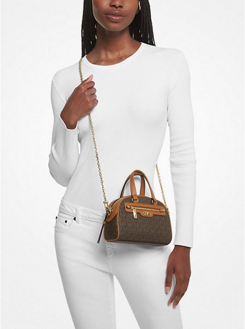 Bolsos Cruzados Michael Kors Williamsburg Extra-small Logo Mujer Marrones | 48179GDCN