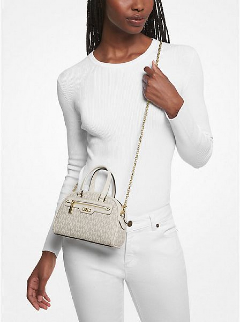 Bolsos Cruzados Michael Kors Williamsburg Extra-small Logo Mujer Creme | 40697YEUM