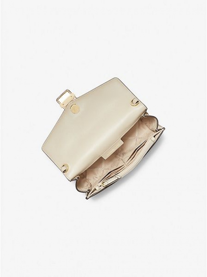 Bolsos De Mano Michael Kors Penelope Medium Metallic Faux Cuero Mujer Doradas | 85647OIET