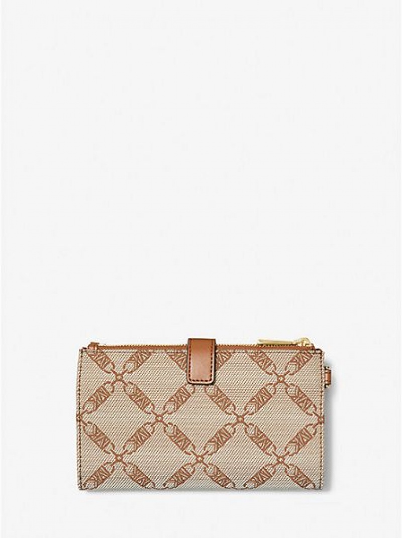 Carteras Michael Kors Adele Empire Logo Jacquard Smartphone Mujer Beige | 04357VHAM